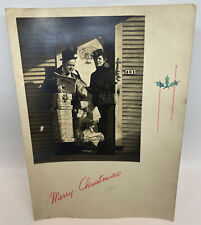 Vtg Christmas Card Photo Wrapped Presents Being Delivered Doll Santa 1939 picture
