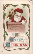 Santa Claus 1913 A Merry Christmas Antique Postcard 1c stamp Vintage Post Card picture