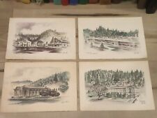 1950's Nova Scotia Hand Tinted Sketched Christmas Card Lot Pacific Lumber Co. picture
