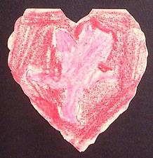 1930s VALENTINES DAY HANDMADE HEART FOLD OUT CARD DEPRESSION ERA CARD Z552 picture
