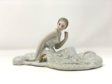 Rare Vintage - Porcelain Sitting Lady Iridescent Dress Figurine picture