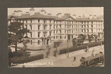 Vintage Real Photo RPPC Postcard Government Buildings New Zealand Tram Railway picture