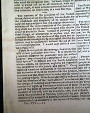 Historic MONROE DOCTRINE President James U.S. Foreign Policy 1823 Old Newspaper picture