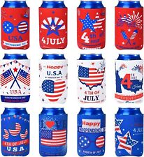 4th of July Decor for Home, 12PCS Beer Can Cooler Sleeves for Independence Day picture