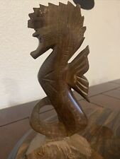 Hand Carved Seahorse Figurine Wooden 11” X 4.5” picture
