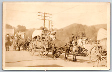 Native American Indians Moving RPPC Horse Wagon Postcard picture