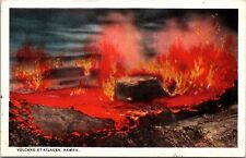 VINTAGE POSTCARD VOLCANIC LAVA FLOWING AT KILAUEA TERR OF HAWAII PRINTED c. 1920 picture