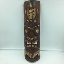 Polynesian Carved Tiki God Mask Turtle Design, Island Vibe, Poolside, Patio, Bar picture