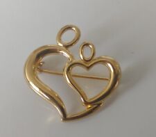 Interlocking Double Heart Lapel Pin Gold Tone picture