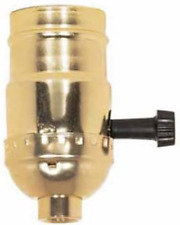 Brass Light Socket - Plated - 3-Terminal - 2 Circuit - Turn Knob - Medium Base S picture