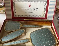 Vintage Regent Of London Blue 4-pc Vanity Set mint In Box picture