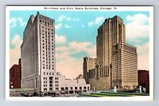 Chicago IL-Illinois, News and Civic Opera Building, Antique Vintage Postcard picture
