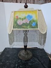 Meyda Tiffany Reverse Paint Roses Table Lamp Beaded Fringe Victorian   24x15x11 picture