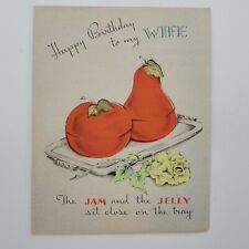 Vintage Birthday Card Wife Jam Jelly 1950s 1960s 50s 60s Greeting Life Is Swell picture