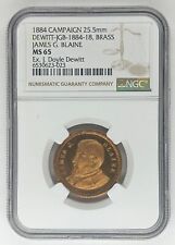 RARE 1884 James G. Blaine NGC MS65 JGB-1884-18 Brass Campaign Medal Ex. Dewitt picture