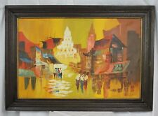 Vtg MCM C Mallari Oil Painting Wall Art Canvas Framed Mid Century 60s 70s Big picture