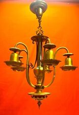 Antique Reclaimed 5 Arm Brass Chandalier Light Fixture - dsp picture