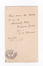 Charles Dudley Warner Handwritten Letter (ALS) Mark Twain Friend, Co-Author 1896 picture