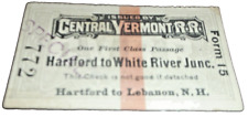JULY 1886 CENTRAL VERMONT  HARTFORD TO WHITE RIVER JUNCTION VERMONT TICKET picture
