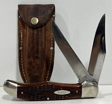 Case XX 1940-64 6265 SAB Red Bone Handle Pocket Knife W/ Original Leather Pouch picture