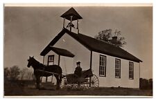 RPPC Teacher in Carriage Outside One Room Schoolhouse picture