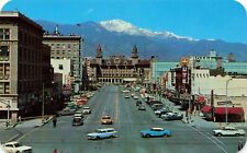 Postcard Pikes Peak Avenue Colorado Springs 1950's Antlers Hotel Rounded Corners picture