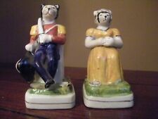 Pair Vintage Staffordshire Reproduction Cat Pen Holders Figurines picture
