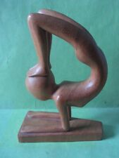 Estate Carved Gymnast Acrobat Wood Wooden Carving Figurine GONG Art Gallery Yoga picture