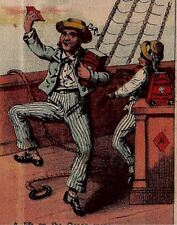 1880s WILSON PACKING CORNED BEEF CHICAGO SAILOR DANCING FIDDLE TRADE CARD 25-231 picture