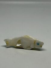 Zuni Vintage Native American Fish Fetish Carving Handmade From Mother Pearl picture