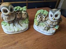 Lot Of 2 - Vtg. Owls Family. Mamma, Babies,  Figurine Ceramic HOMCO 1298 picture