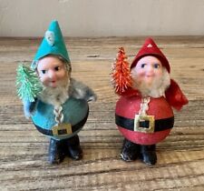 Vintage Pair of Putz Pipe Cleaner Santa Elf Gnomes from Japan picture