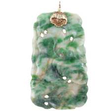 Antique Chinese 14k gold mounted Carved Jadeite pendant picture