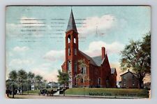 Mansfield OH-Ohio, St. Peter's Church, Horse & Carriage, Vintage Postcard picture