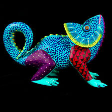 CHAMELEON Woodcarving Colorful Oaxacan Alebrije Mexican Folk Art Oaxaca Mexico picture