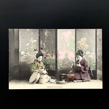 Vintage Japanese GEISHA Photo Postcard • Hand-colored picture