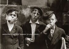 Vintage Boys Smoking PHOTO Creepy Weird Cigarette Kids Children, Scary Image picture