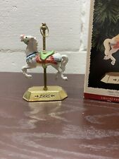 vintage hallmark keepsake 1995 #4 carousel fine porcelain with brass stand ornam picture