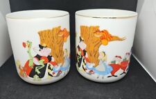 2 Walt Disney ALICE IN WONDERLAND Porcelain Mug Cup Gold Trim Disneyland Japan picture