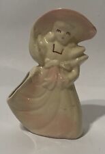 Vintage 1950's Shawnee Planter Figurine Art Pottery Lady Girl Bonnet Bow Pink picture