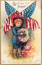 Clapsaddle Patriotic Postcard Memorial Day Soldier Boy Artist Signed PM 1909  A4 picture