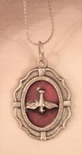 Textured Scallop Rim Red Epoxy Descending Dove of the Holy Spirit Medal Necklace picture