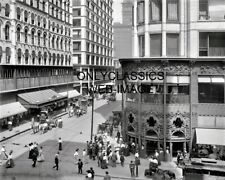 1907 VINTAGE CHICAGO DOWNTOWN MADISON & STATE STREET 8X10 PHOTO VICTORIAN DRESS picture