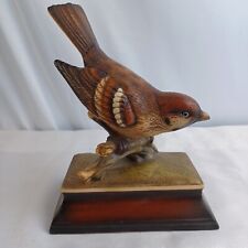 Vtg M. Takai Sparrow Figurine H269A78 Brown MCM Cabin Country Bird picture