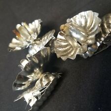 3 Vintage German Christmas Tree Clip-on Candle Holders Pine Cones Silver Yule picture