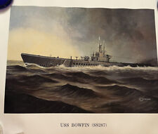 Tom Freeman Art Vintage Submarine Print USS BOWFIN SS287 Navy WWII Military Sea picture