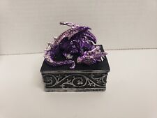 Medieval Purple Dragon Trinket Storage Box 4x2
