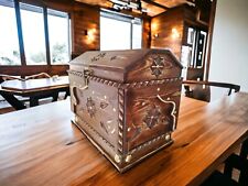 Vintage Luxury Royale Lockable Jewelry Wood Box Star Inlays Antique handmade picture