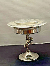 Vintage Cromwell Silver Co. Cherub Pedestal Compote/ Candy Dish with Glass picture