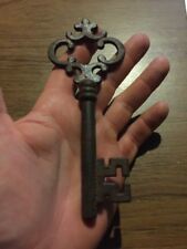 Cast Iron Victorian Key HUGE SOLID METAL Cathedral Castle Patina Collector GIFT picture